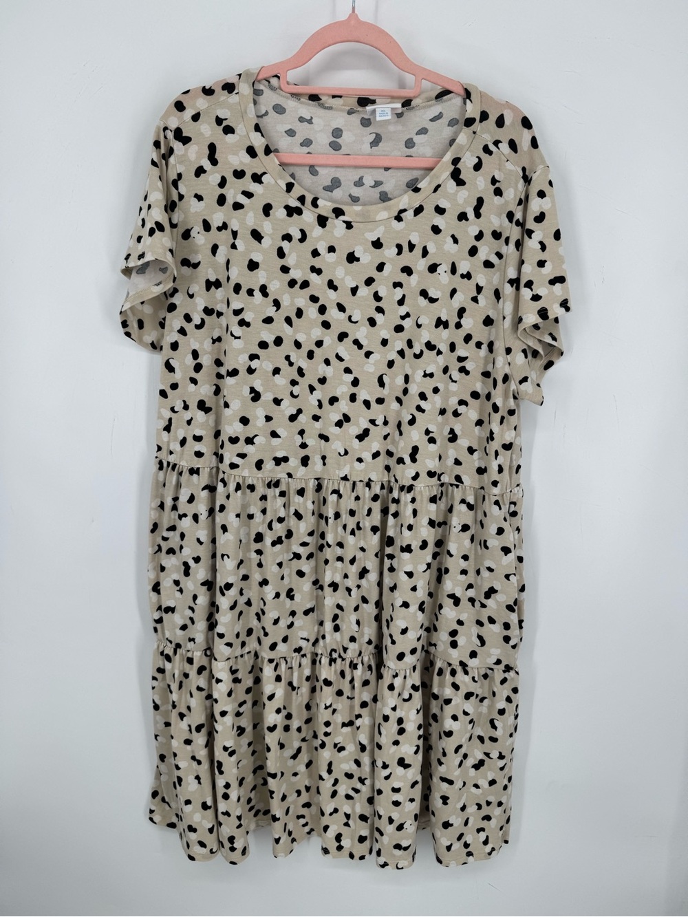 Lularoe Women's Neutral Spotted Midi Cream Dress Stretch Casual Plus Size XL